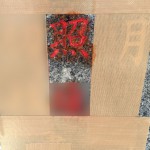 多摩区中野島の寺院墓地で初めての作業。石塔の施主名の赤色を落とす